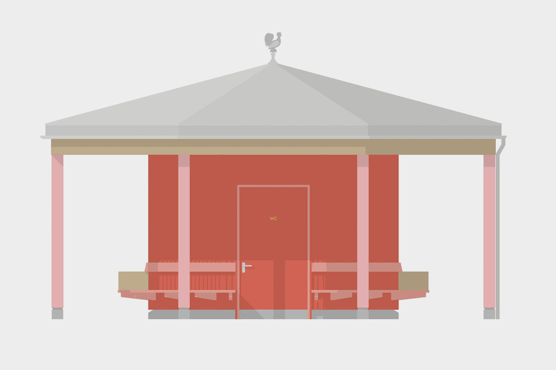 Infopavillion mit barrierefreiem WC, Entwurf, Umsetzung